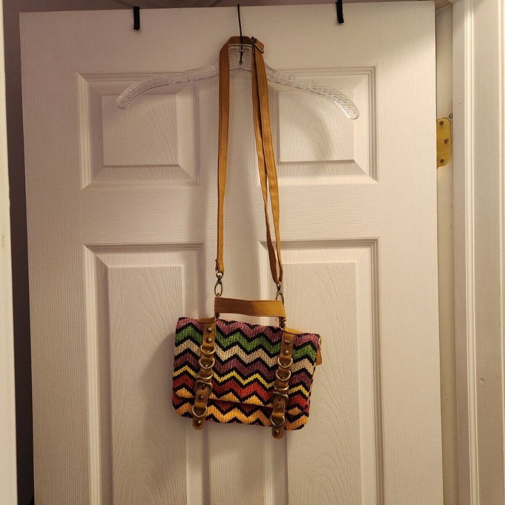Olivia + Joy New York Knit Chevron Multicolor Purse Crossbody Shoulder Bag
